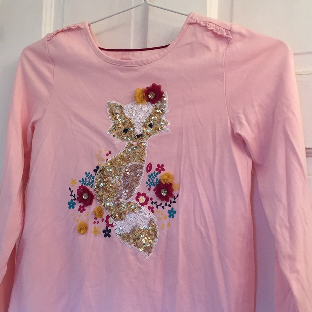 Isaac Mizrahi girls pink fox sequin top in size medium 10 - 12